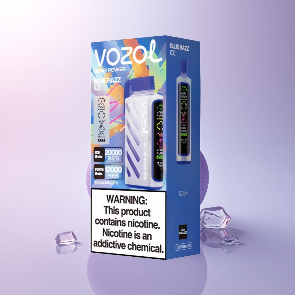 VOZOL Gear Power 20000 Puffs Blue Razz Ice Dual Mesh Full Screen 20mL