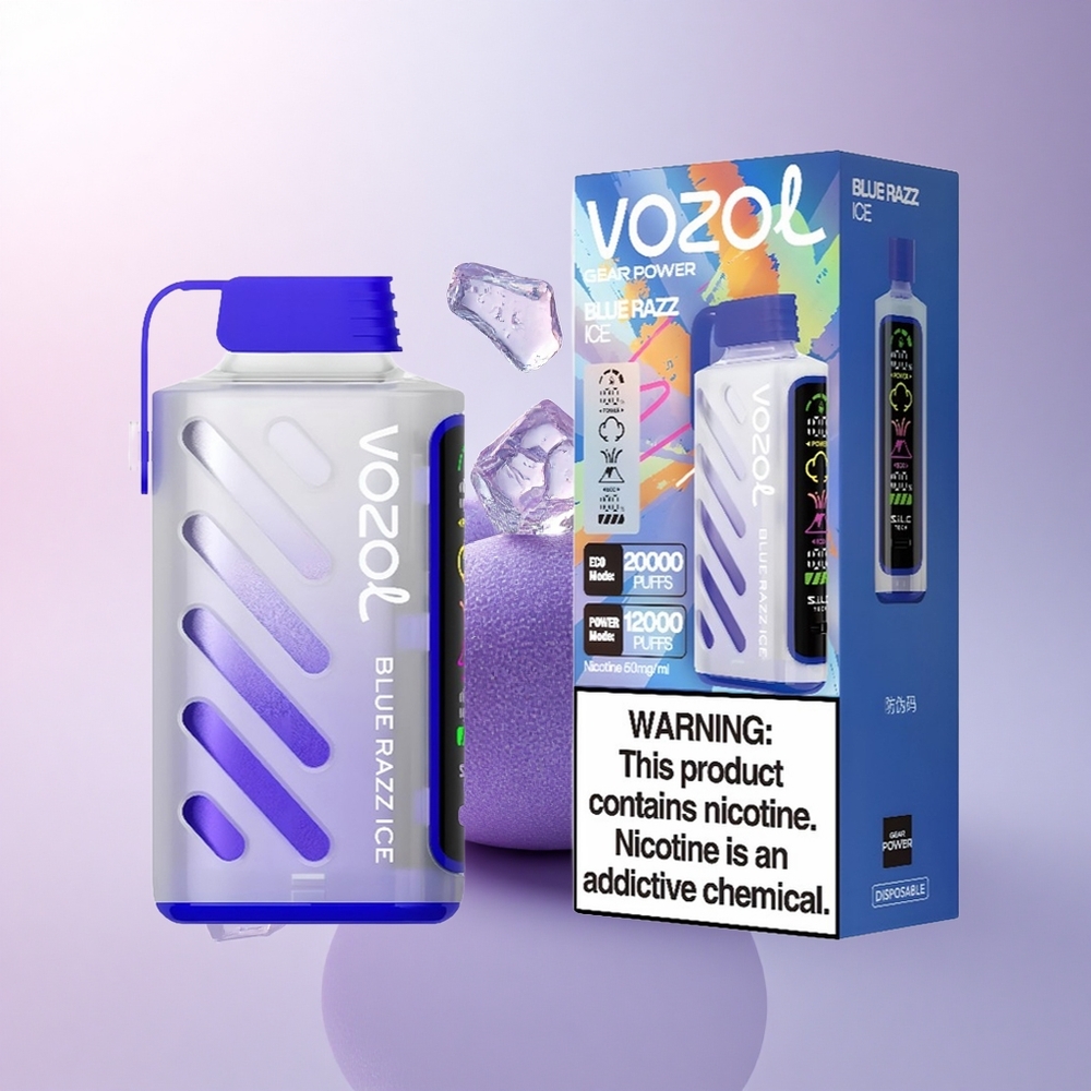 VOZOL Gear Power 20000 Puffs Blue Razz Ice Dual Mesh Full Screen 20mL