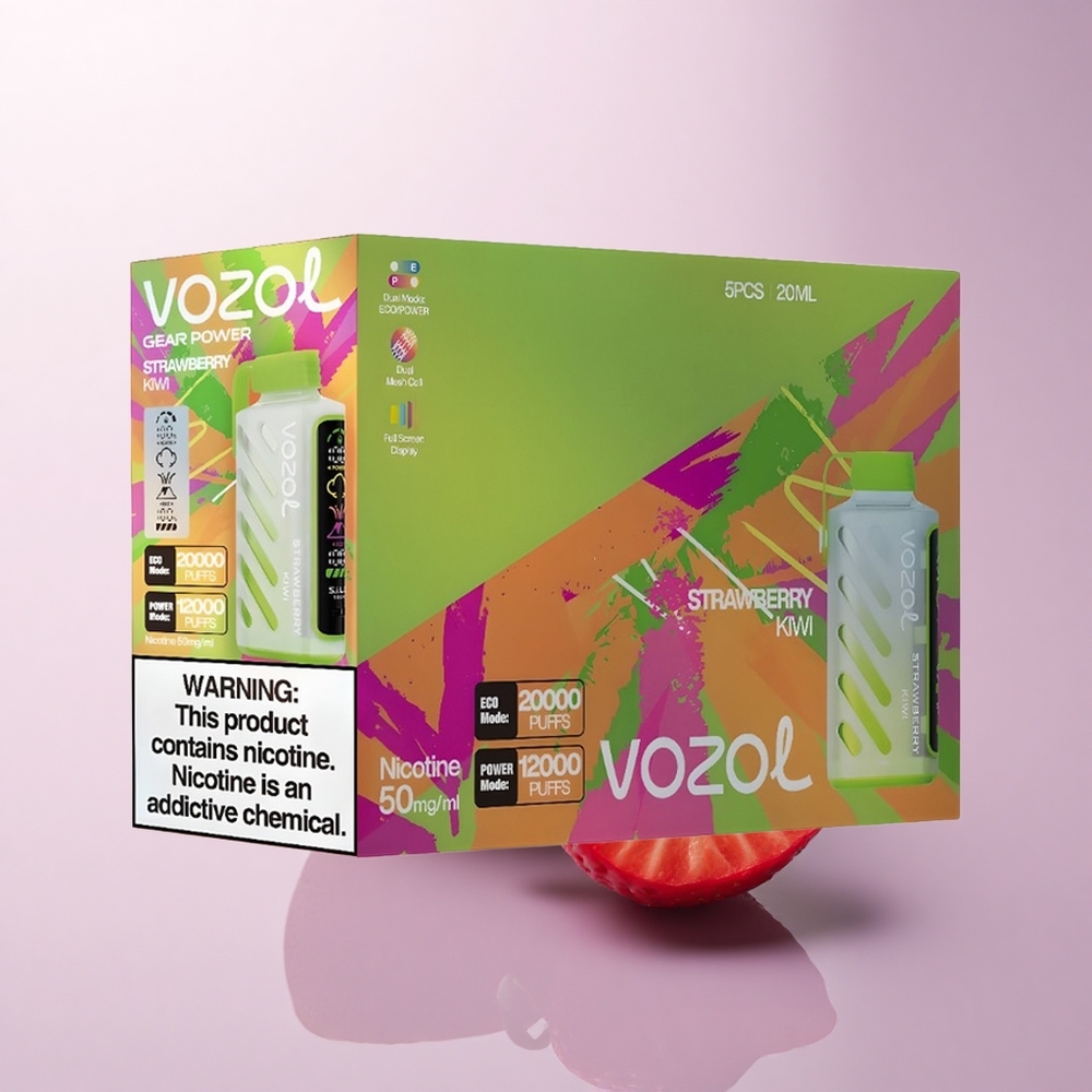 VOZOL Gear Power 20000 Puffs Strawberry Kiwi Dual Mesh 20mL 5% Nicotine