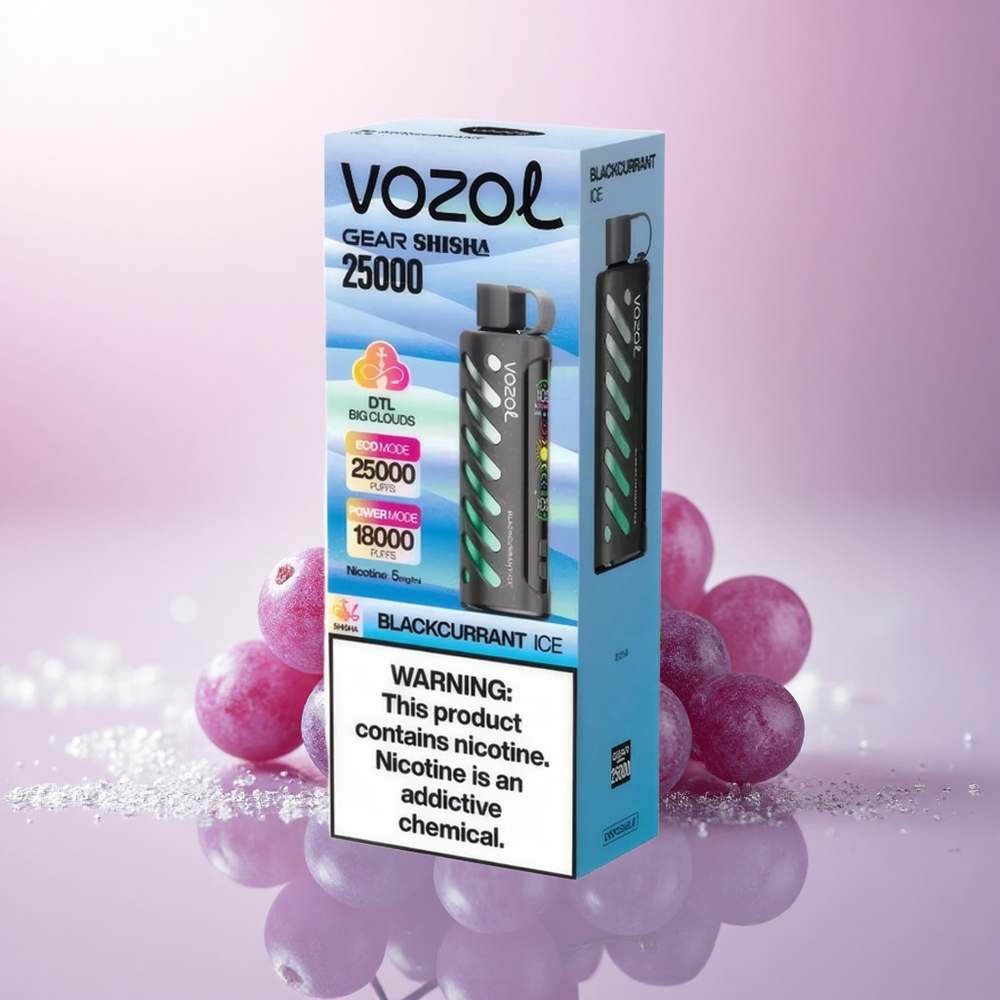 VOZOL Gear Shisha 25000 Puffs Blackcurrant Ice Dual Mesh 5mg Nicotine