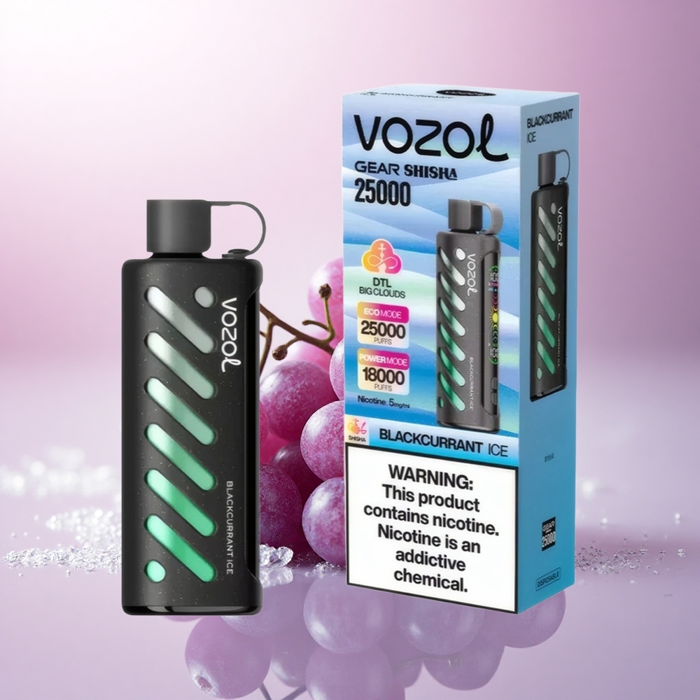 VOZOL Gear Shisha 25000 Puffs Blackcurrant Ice Dual Mesh 5mg Nicotine