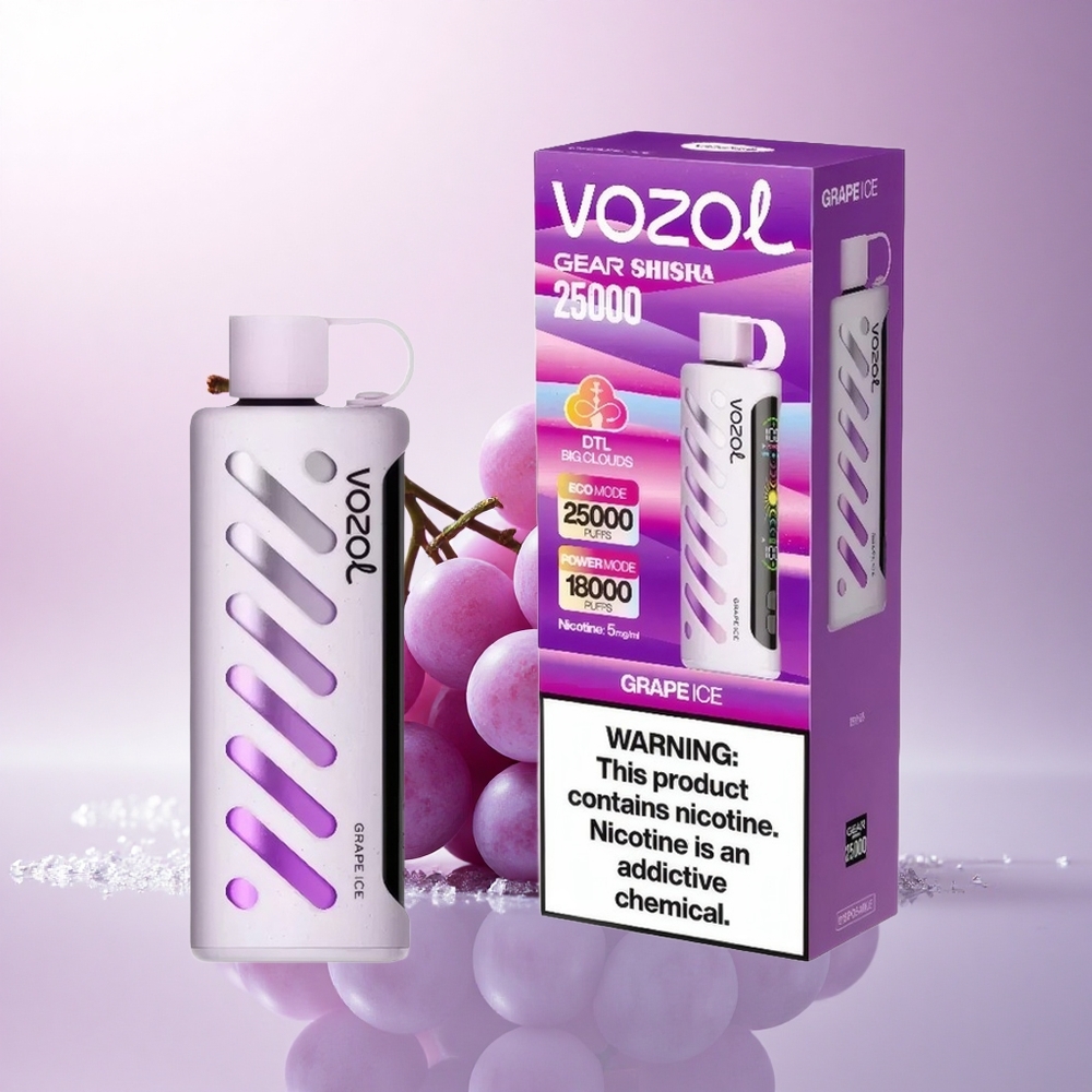 VOZOL Gear Shisha 25000 Puffs Grape Ice Dual Mesh 1000mAh 5mg Nicotine