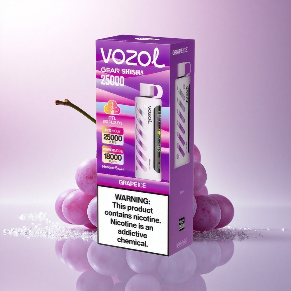 VOZOL Gear Shisha 25000 Puffs Grape Ice Dual Mesh 1000mAh 5mg Nicotine