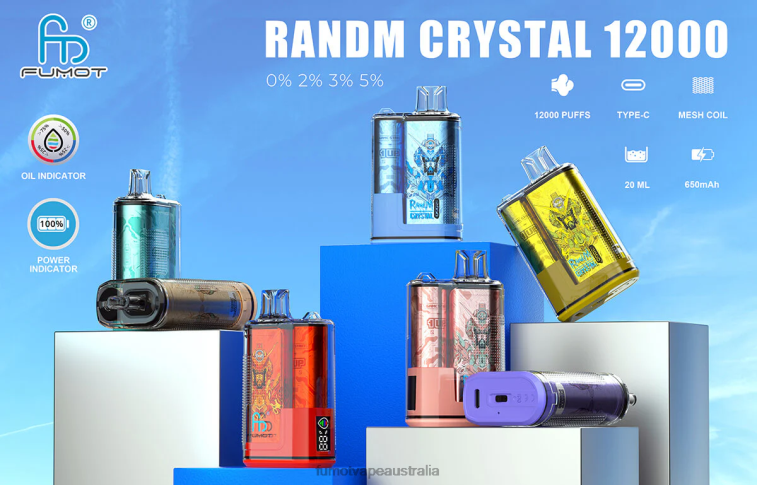 Fumot Vape Sale - Fumot Crystal 20ML 12000 Disposable Vape Box (1 Piece) 08L04277 Raspberry Watermelon
