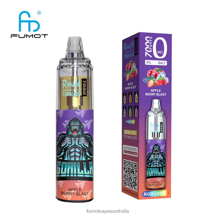 Fumot Vape Flavors - Fumot Tornado 0% 7000 Disposable Vape Pen - 14ML (1 Piece) 08L04509 Blueberry Raspberry