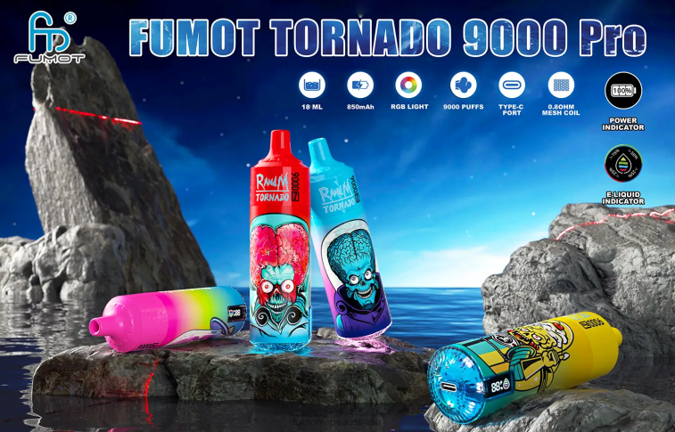 Fumot Vape Sale - Fumot Tornado 1 Piece 9000 Pro 18ML Disposable Vape 08L04237 Strawberry Raspberry Ice